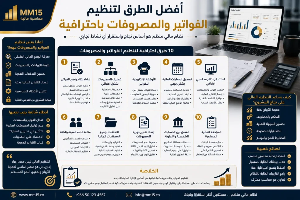أفضل الطرق لتنظيم الفواتير والمصروفات باحترافية