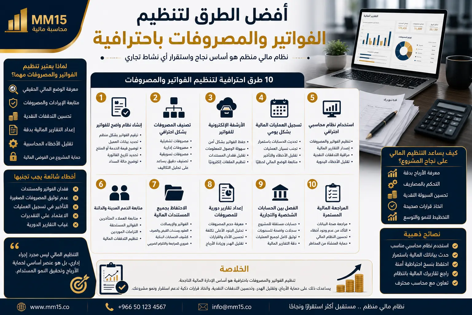 أفضل الطرق لتنظيم الفواتير والمصروفات باحترافية