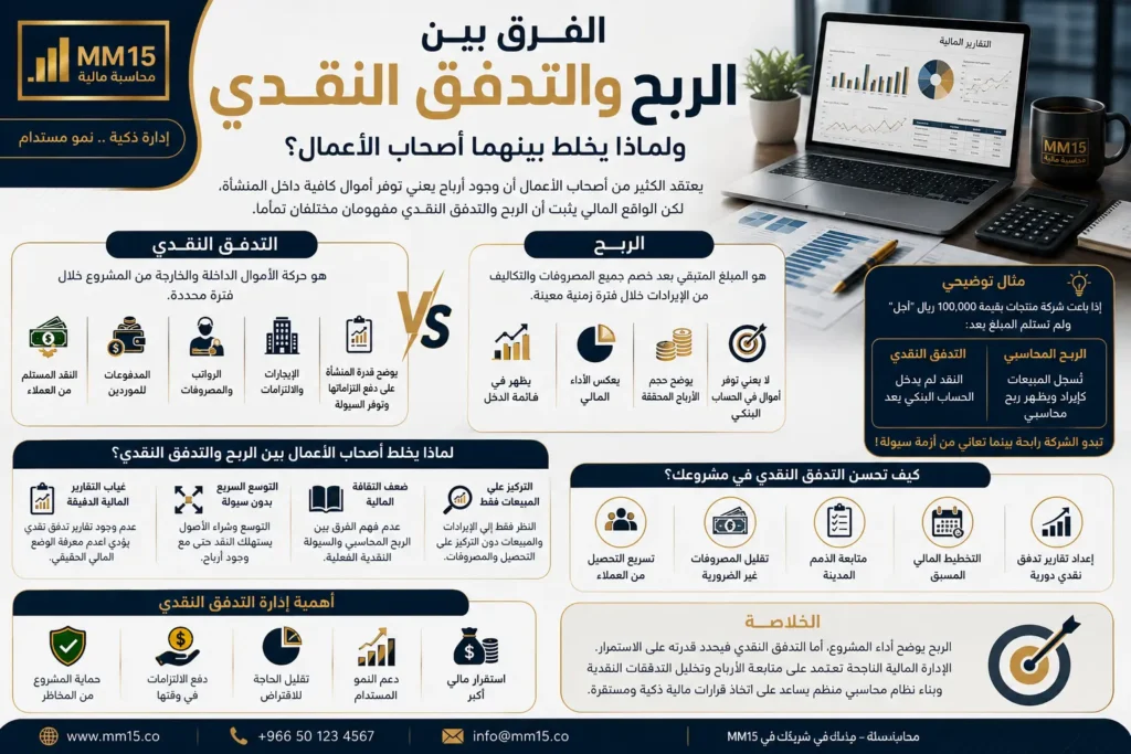 الفرق بين الربح والتدفق النقدي ولماذا يخلط بينهما أصحاب الأعمال