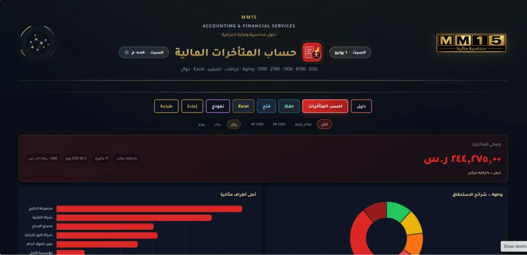 حساب المتأخرات المالية
